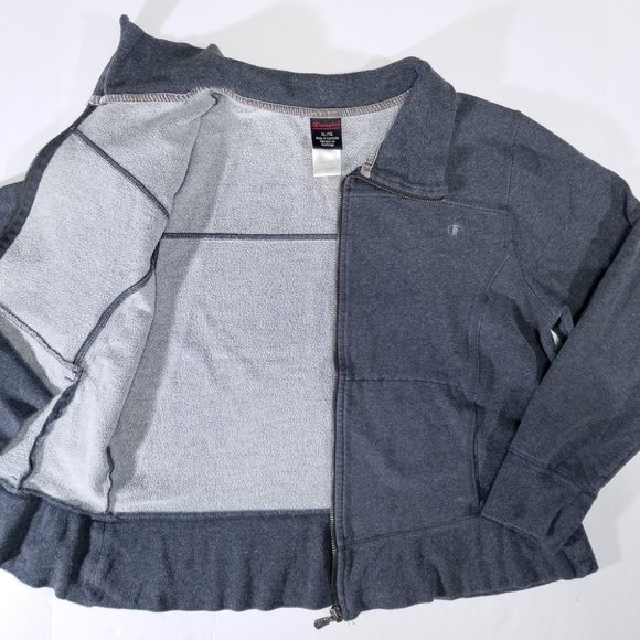 Champion Grey Zip-up Sweatshirt w/ Pockets - Picture 1 of 12